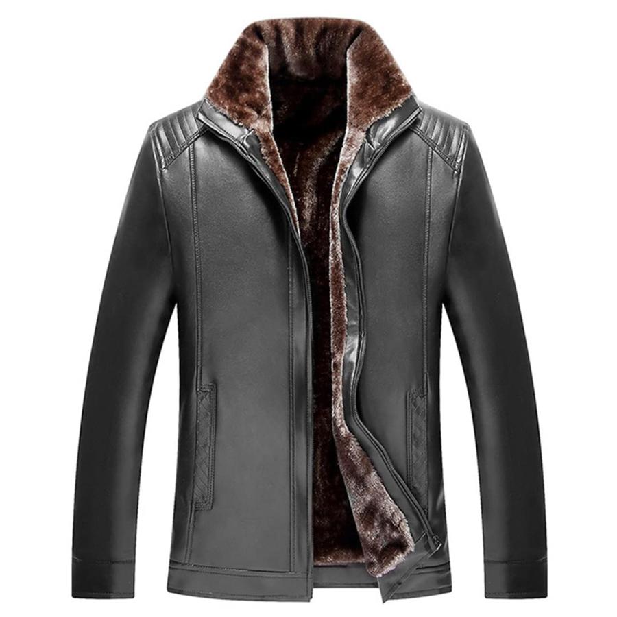 【並行輸入品】Men's Winter Warm Leather Thick Jackets Male Wool Liner Thick Waの画像
