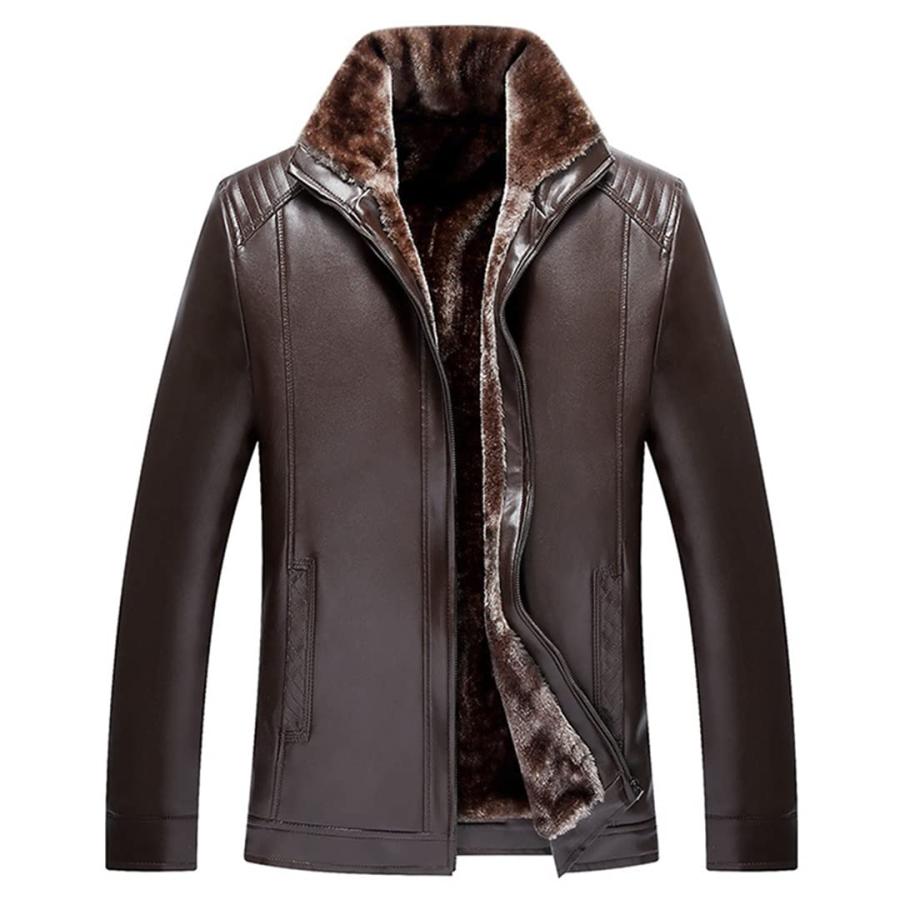 【並行輸入品】Men's Winter Warm Leather Thick Jackets Male Wool Liner Thick Waの画像