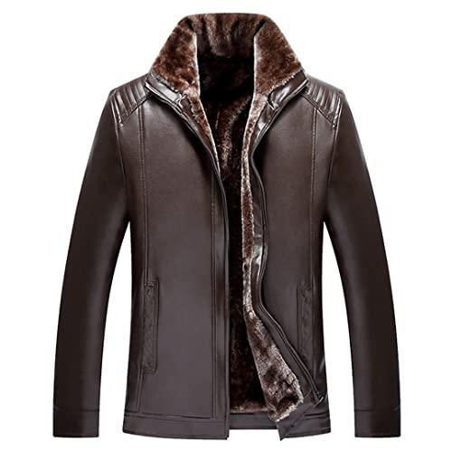 【並行輸入品】Men's Winter Warm Leather Thick Jackets Male Wool Liner Thick Waの画像