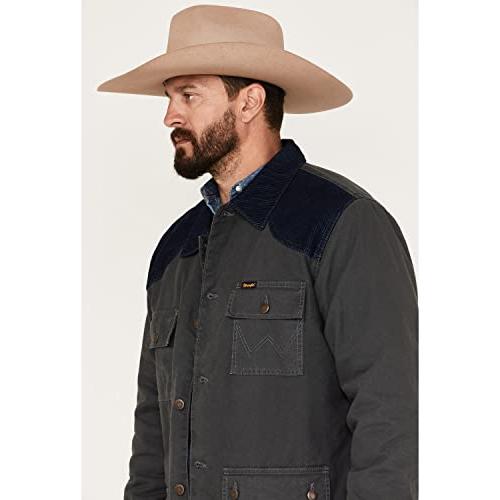 【並行輸入品】Wrangler Men's Quilted Lined Barn Coat Grey Largeの画像