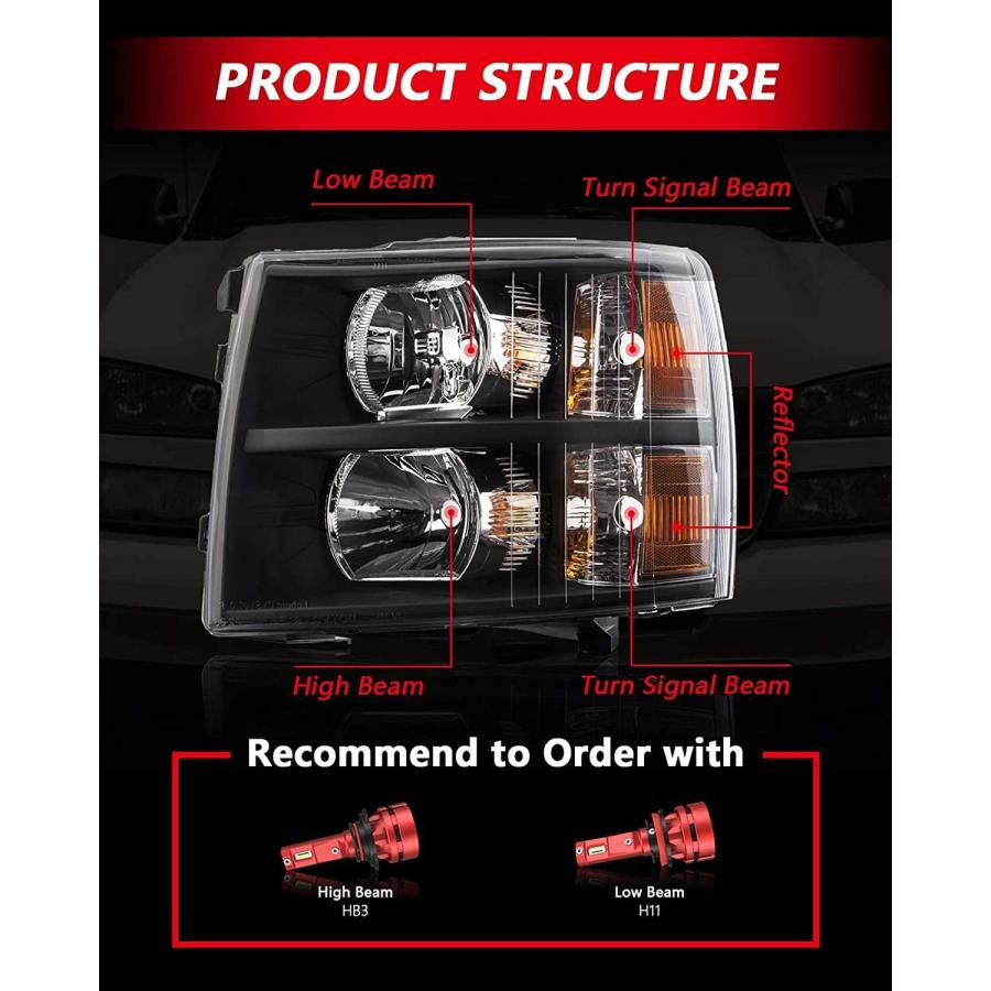 【並行輸入品】KAX Headlight Assembly Compatible with 2007-2014 Silverado 1500/2500の画像