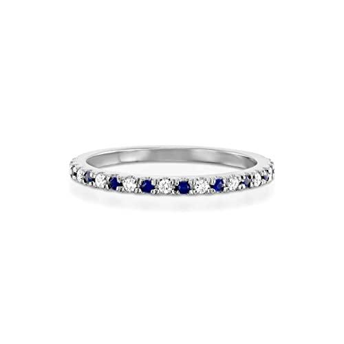 【並行輸入品】CTIEIP 10K/14K/18K ゴールドサファイアとダイヤモンド 結婚指輪 レディース 本物のダイヤモンドと人工サファイアの画像