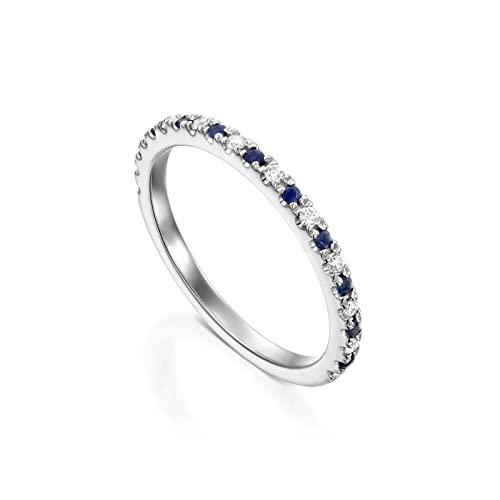 【並行輸入品】CTIEIP 10K/14K/18K ゴールドサファイアとダイヤモンド 結婚指輪 レディース 本物のダイヤモンドと人工サファイアの画像
