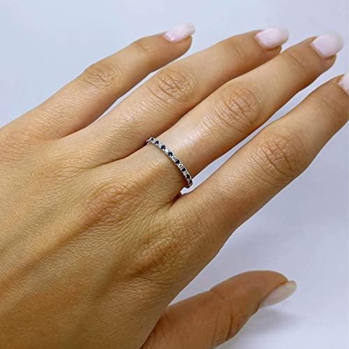 【並行輸入品】CTIEIP 10K/14K/18K ゴールドサファイアとダイヤモンド 結婚指輪 レディース 本物のダイヤモンドと人工サファイアの画像