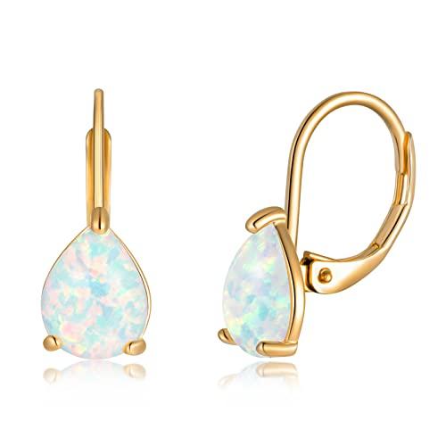 【並行輸入品】CiNily オパール ティアドロップイヤリング レディース ガールズ 低刺激性 14K 金メッキ 華奢なオパール ドロップイヤリ_1