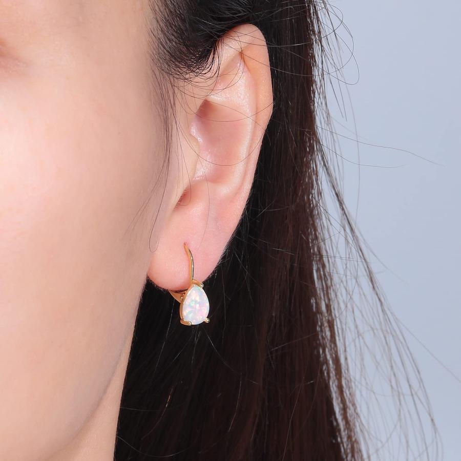 【並行輸入品】CiNily オパール ティアドロップイヤリング レディース ガールズ 低刺激性 14K 金メッキ 華奢なオパール ドロップイヤリ_3