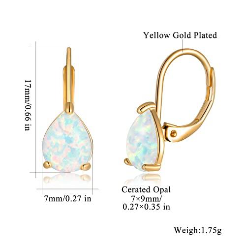【並行輸入品】CiNily オパール ティアドロップイヤリング レディース ガールズ 低刺激性 14K 金メッキ 華奢なオパール ドロップイヤリ_7