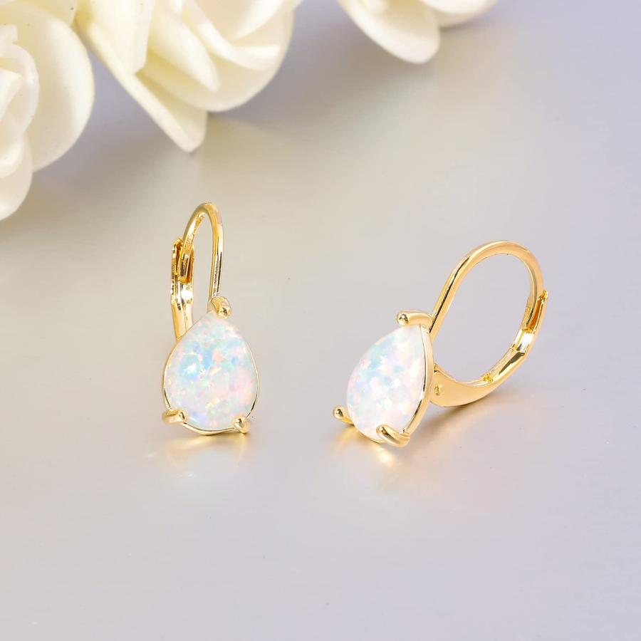 【並行輸入品】CiNily オパール ティアドロップイヤリング レディース ガールズ 低刺激性 14K 金メッキ 華奢なオパール ドロップイヤリ_9