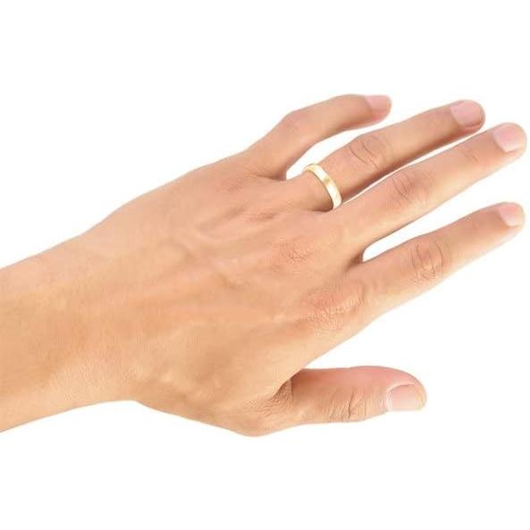 【並行輸入品】Yoacbbo 14K ゴールドメッキ チタン 4mm 結婚指輪 メンズ レディース 快適 カップル ドーム型 高光沢仕上げ (7)の画像