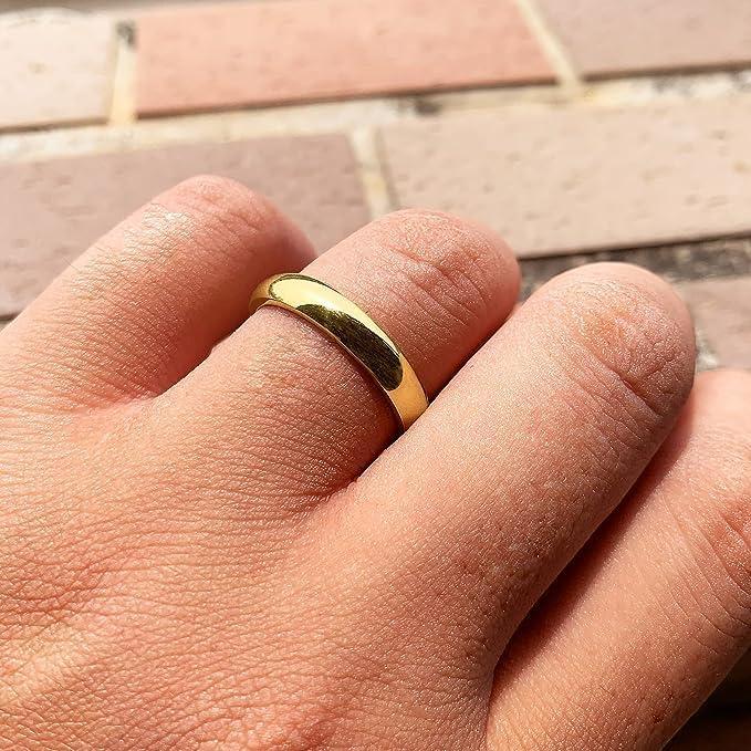 【並行輸入品】Yoacbbo 14K ゴールドメッキ チタン 4mm 結婚指輪 メンズ レディース 快適 カップル ドーム型 高光沢仕上げ (7)の画像