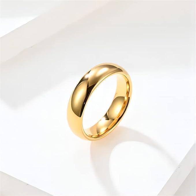 【並行輸入品】Yoacbbo 14K ゴールドメッキ チタン 4mm 結婚指輪 メンズ レディース 快適 カップル ドーム型 高光沢仕上げ (7)の画像