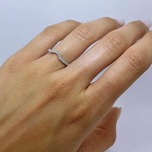 【並行輸入品】CTIEIP 10K/14K/18K ゴールド 1/5カラット 天然ホワイトダイヤモンド カーブウェディングバンド 重ね付け可能なの画像