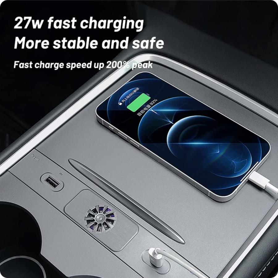 【並行輸入品】Topfit Tesla Model 3 Y 27W クイックチャージャー USBシャントハブ インテリジェントドッキングステーション