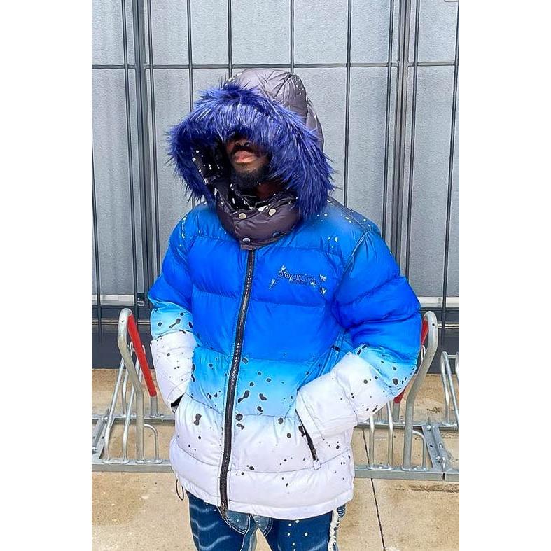 【並行輸入品】ROCKSTAR ORIGINAL Men's Royal Blue Curry Ombre Puffer Jacket | sの画像