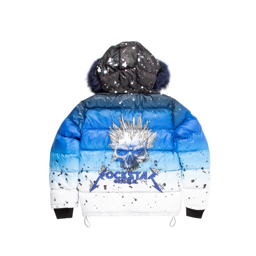 【並行輸入品】ROCKSTAR ORIGINAL Men's Royal Blue Curry Ombre Puffer Jacket | sの画像