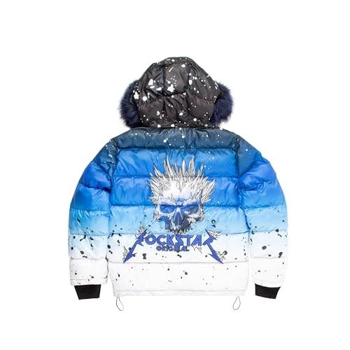【並行輸入品】ROCKSTAR ORIGINAL Men's Royal Blue Curry Ombre Puffer Jacket | sの画像