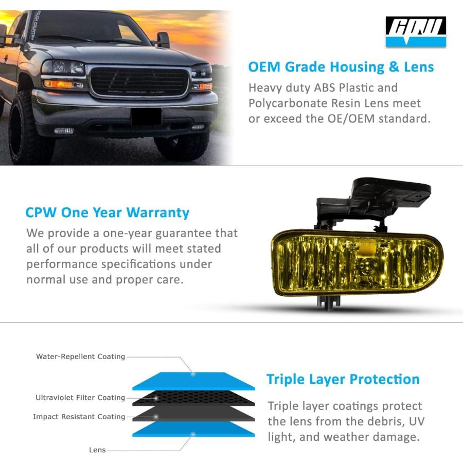 【並行輸入品】CPW Fog Lights Compatible with 1999-2002 GMC SIERRA 1500/2500 2001-2_3