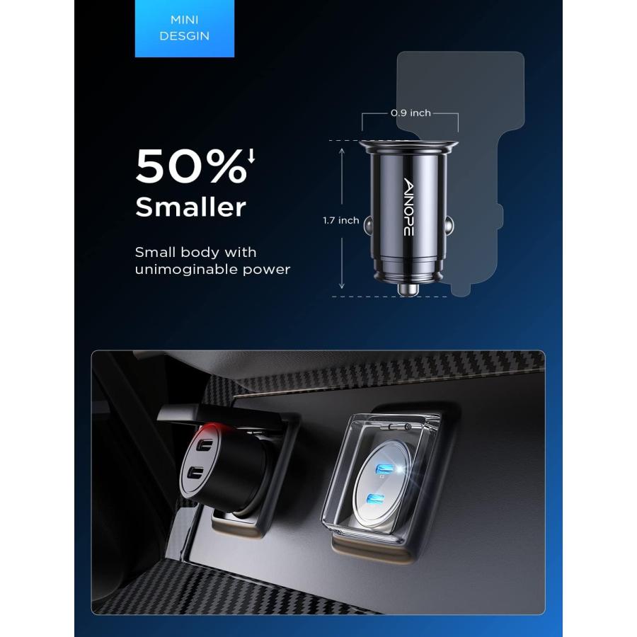 AINOPE iPhone Car Charger  56W Car Lighter USB Adapter  [Mini  Al 並行輸入｜good-face｜06
