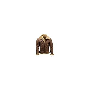 【並行輸入品】Men's Brown B3 Shearling Sheepskin WWII Bomber Leather Flying Avの画像