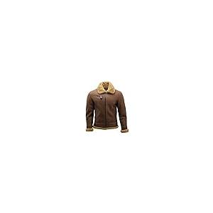 【並行輸入品】Men's Brown B3 Shearling Sheepskin WWII Bomber Leather Flying Avの画像