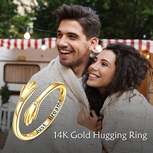 【並行輸入品】KECHO 14K ハグリング レディース ゴールド 調節可能 ハグハンドリング 息を吹く 記念日 バレンタインギフト ジュエリーの画像