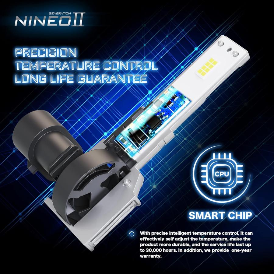 【並行輸入品】NINEO H11 LED電球 22000LM H8 H9ライト 600%高輝度 6500K クールホワイト プラグアンドプレイ 車用ラの画像
