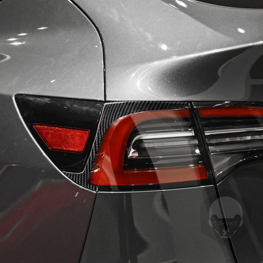 【並行輸入品】UOADA Tesla Model Y 2020年以降用 リアルソフトカーボンファイバー リアテールライト アイブロウ まぶたカバー トの画像