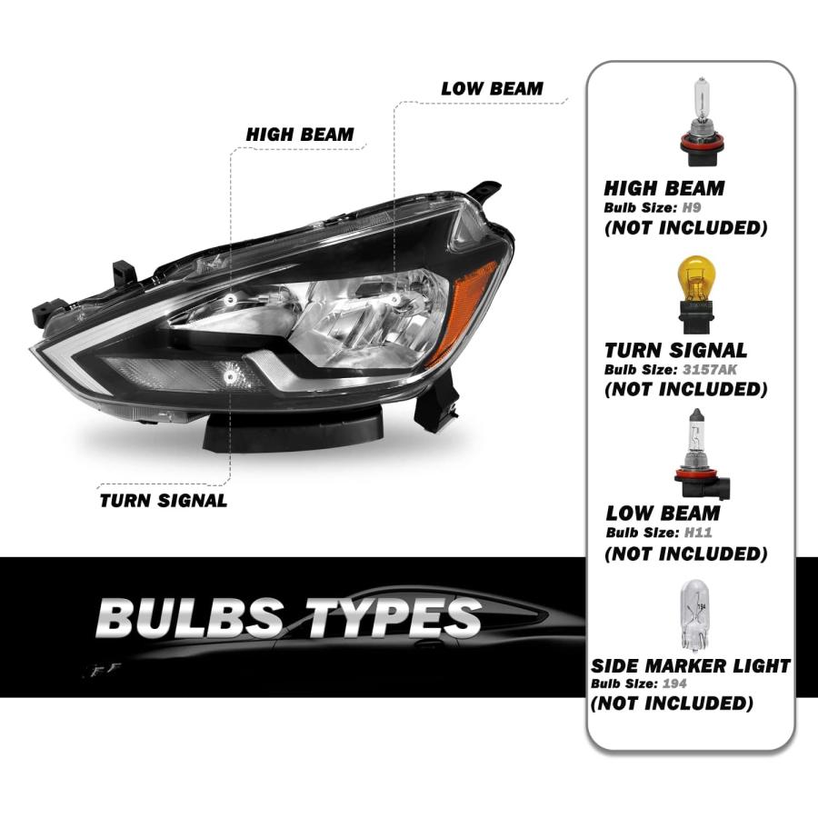 【並行輸入品】SOCKIR Halogen Headlight Assembly Compatible with 2016-2019 Nissan Sの画像