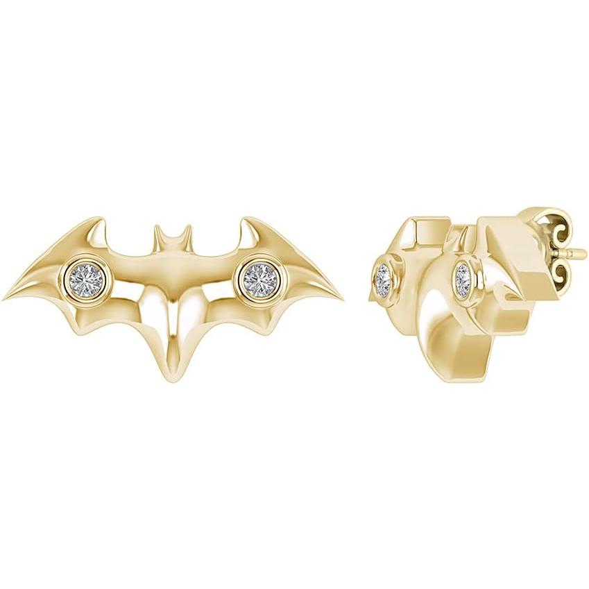 【並行輸入品】Pretty Jewels 1/20 Cttw Round Cut White Diamond Batman Bird Stud Earの画像