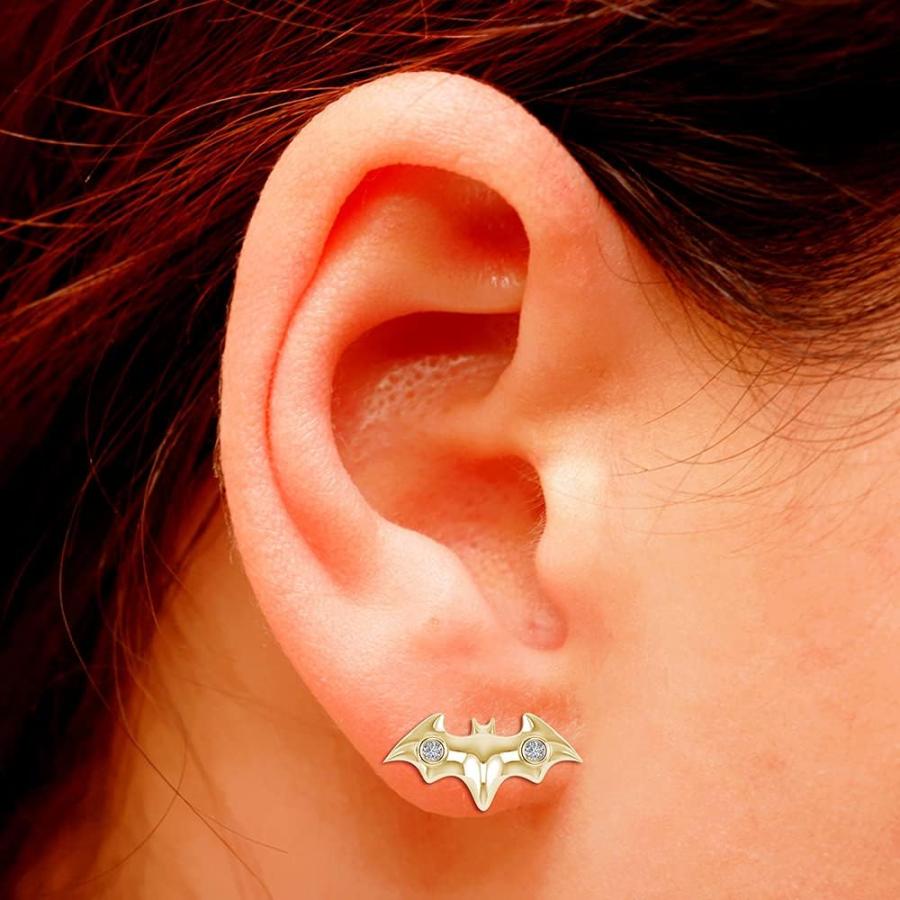 【並行輸入品】Pretty Jewels 1/20 Cttw Round Cut White Diamond Batman Bird Stud Earの画像