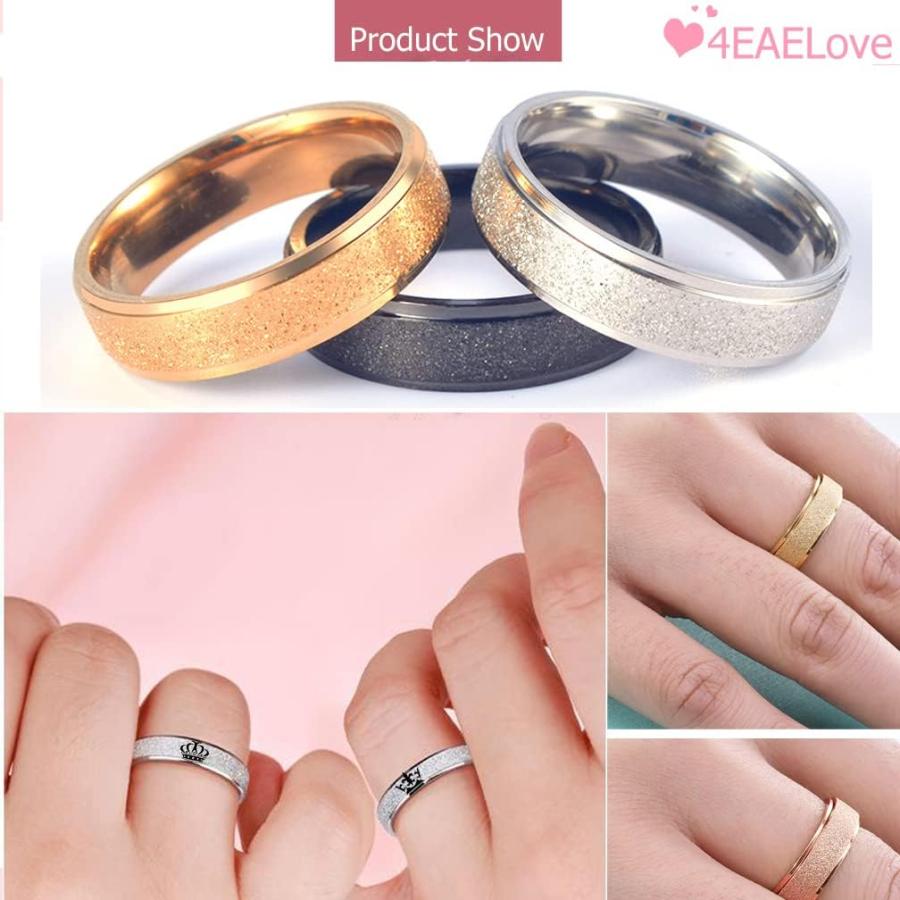 【並行輸入品】4EAELove カスタマイズ王冠カップルリング Her King His Queen プロミスリング 内側 缶刻印 バンドリング 結婚_1