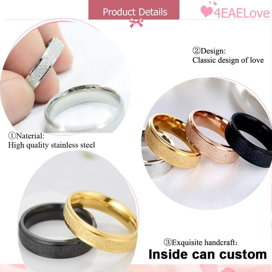 【並行輸入品】4EAELove カスタマイズ王冠カップルリング Her King His Queen プロミスリング 内側 缶刻印 バンドリング 結婚_3