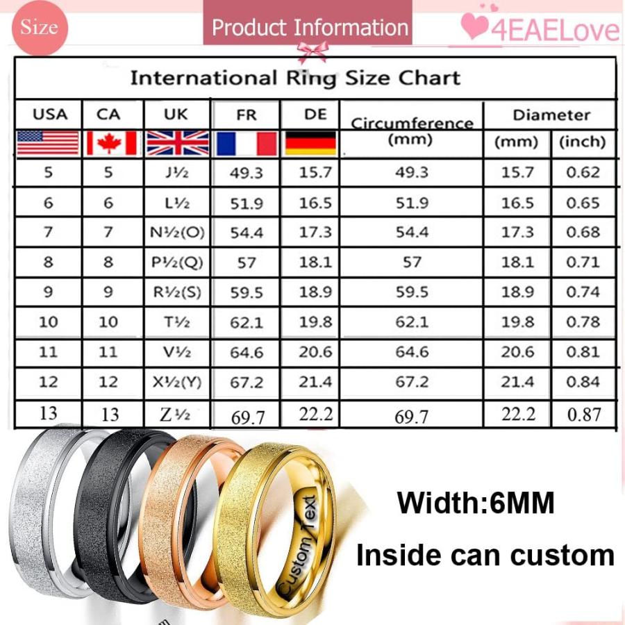 【並行輸入品】4EAELove カスタマイズ王冠カップルリング Her King His Queen プロミスリング 内側 缶刻印 バンドリング 結婚_4