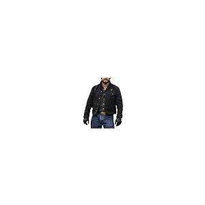 【並行輸入品】Men's Cowboy Style Black Washed Denim Jacket with Embroidered Loの画像