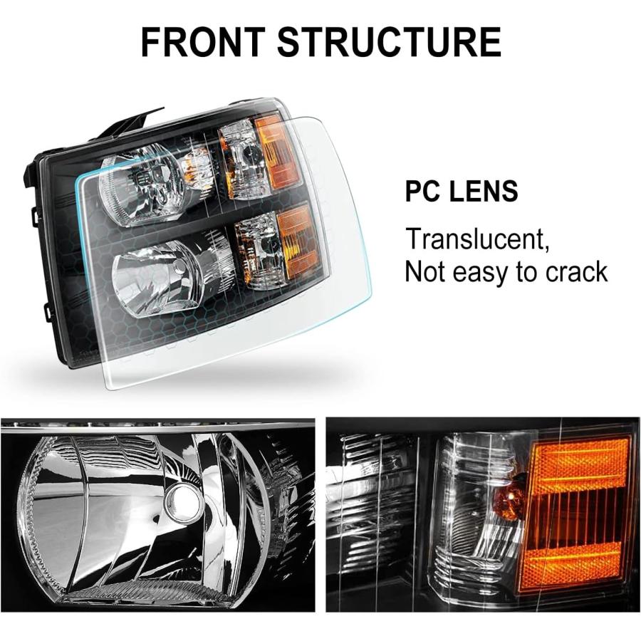 【並行輸入品】DIBON AUTO ヘッドライトセット 2007-2014 シルバラード 2500HD 3500HD 2007-2013 シボレー シの画像