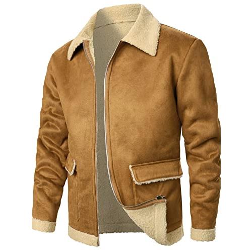 【並行輸入品】Jackets for Men   Men Teddy Lined Coat (Color : Khaki, Size : Meの画像