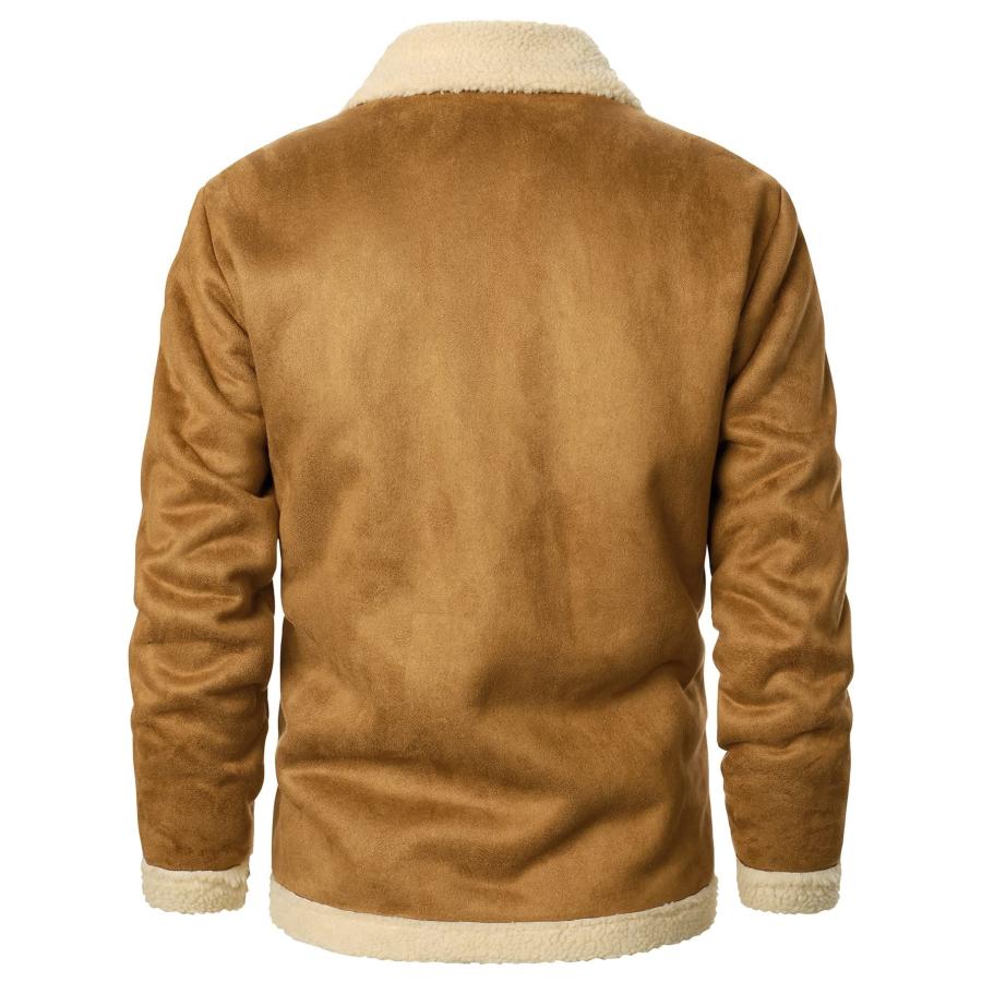 【並行輸入品】Jackets for Men   Men Teddy Lined Coat (Color : Khaki, Size : Meの画像