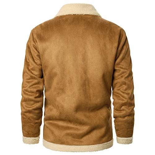 【並行輸入品】Jackets for Men   Men Teddy Lined Coat (Color : Khaki, Size : Meの画像