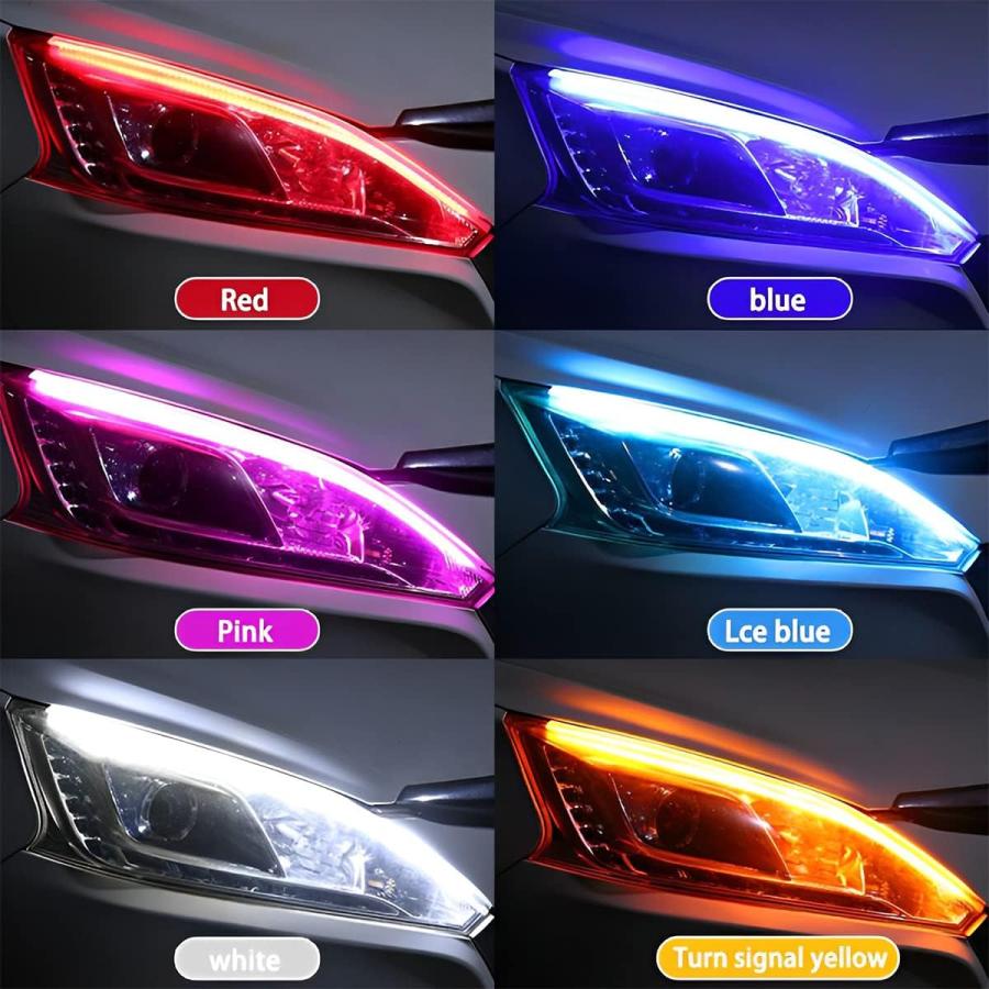 【並行輸入品】Car LED Headlight Strip Lights  Exterior Dual Color 2 Pcs DRL Headli_6