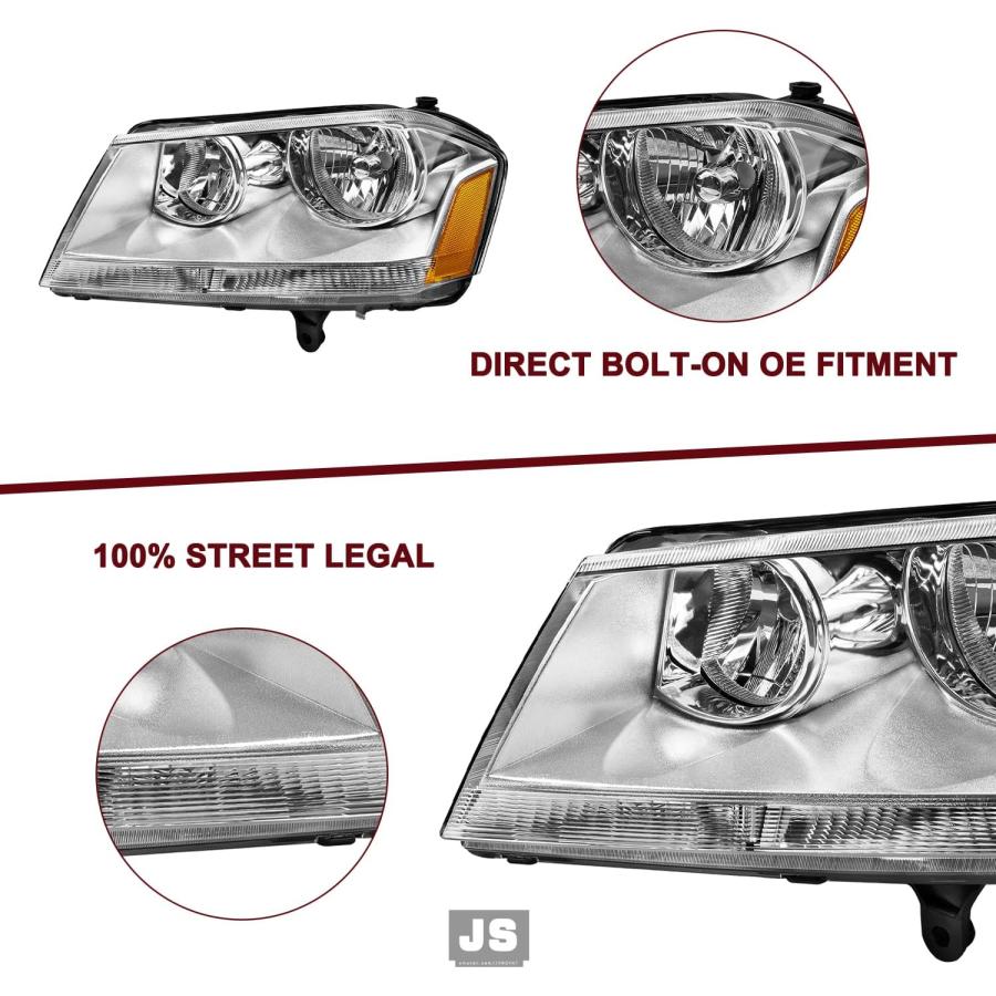 【並行輸入品】JSBOYAT ハロゲンヘッドライトアセンブリ 交換用 2008-2014 Dodge Avenger OEヘッドランプ 助手席側 運転の画像