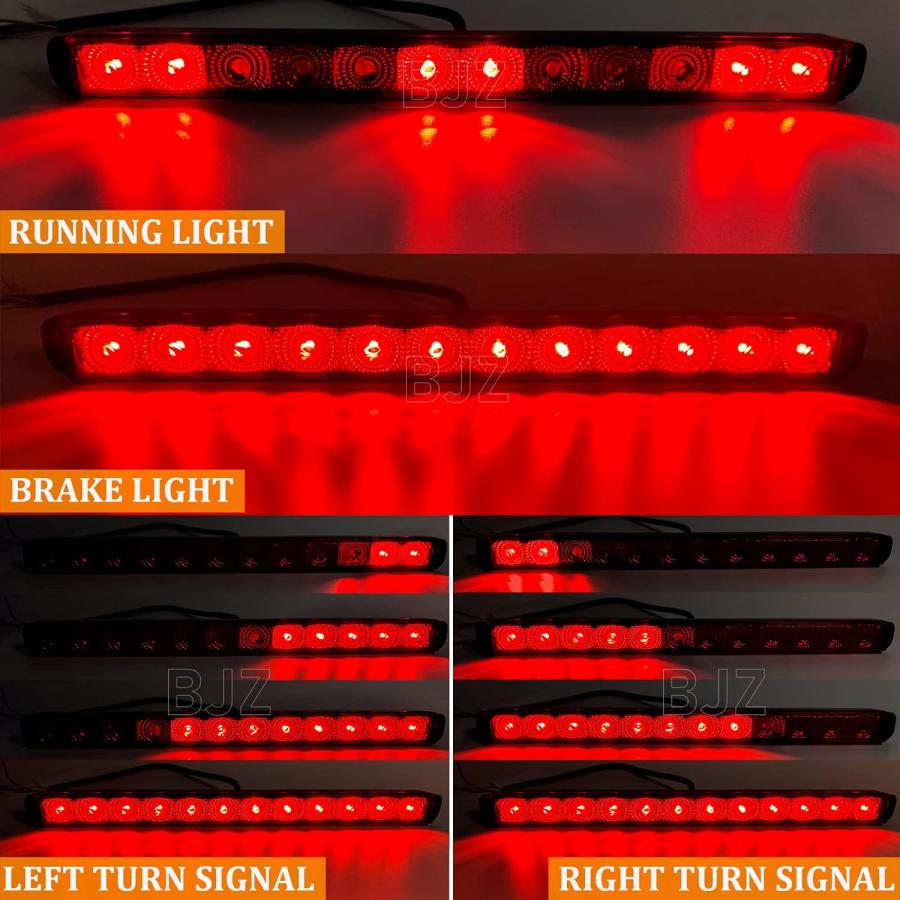 【並行輸入品】BJZ 16インチ トレーラーLEDライトバー レッド 12LED ブレーキストップ ID 左右ウィンカーライト テールマーカー 後部識の画像