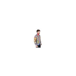 【並行輸入品】Barabas Men's Sun Floral Print Greek Key Pattern Bomber Jacket Bの画像