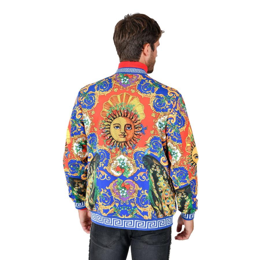 【並行輸入品】Barabas Men's Sun Floral Print Greek Key Pattern Bomber Jacket Bの画像