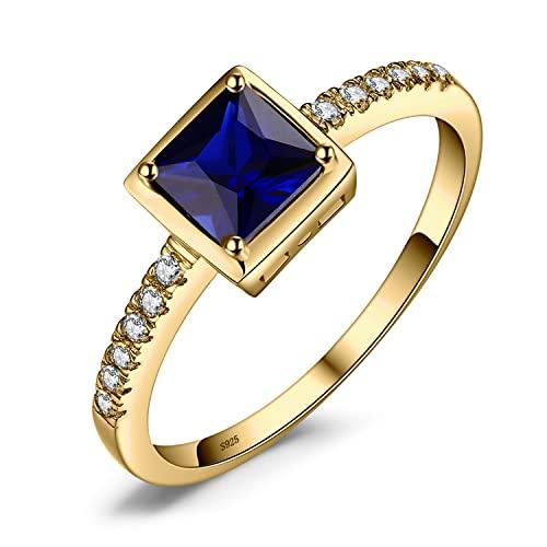 【並行輸入品】JewelryPalace スクエアカット 1カラット 人工サファイア 人工エメラルド ソリティアリング 14K ホワイト イエロ_1