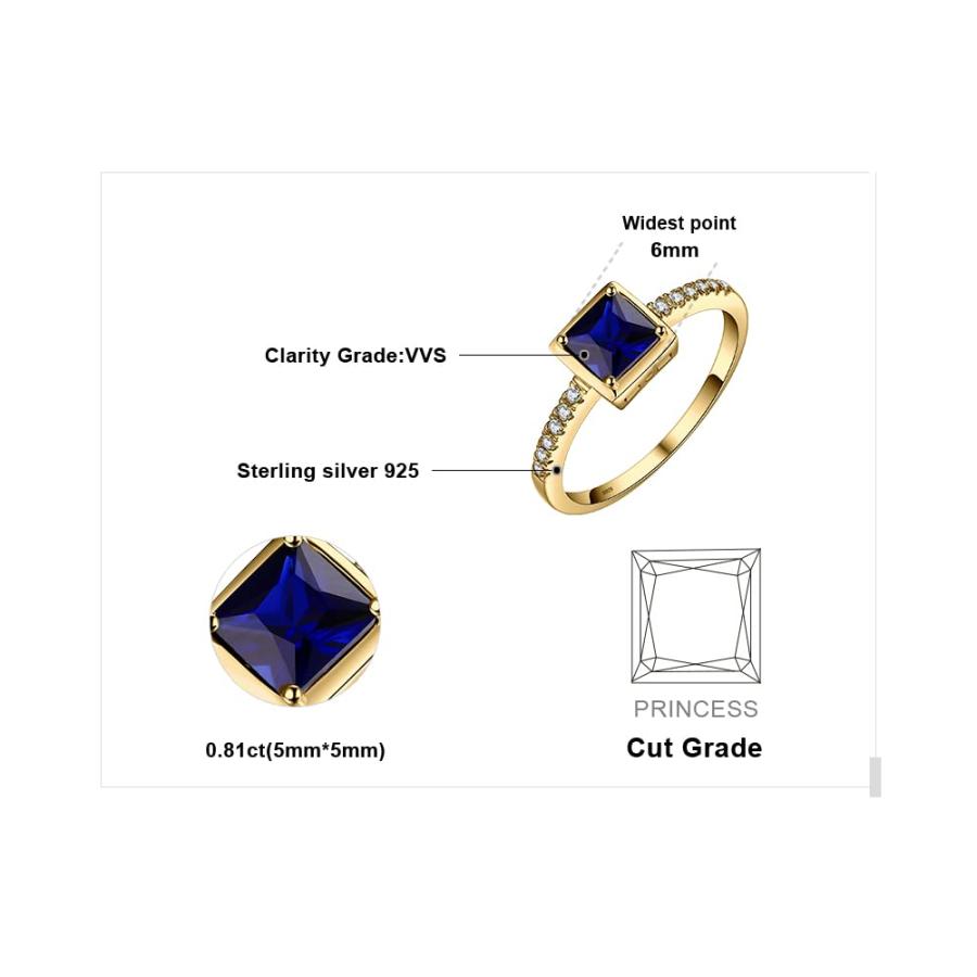 【並行輸入品】JewelryPalace スクエアカット 1カラット 人工サファイア 人工エメラルド ソリティアリング 14K ホワイト イエロ_3