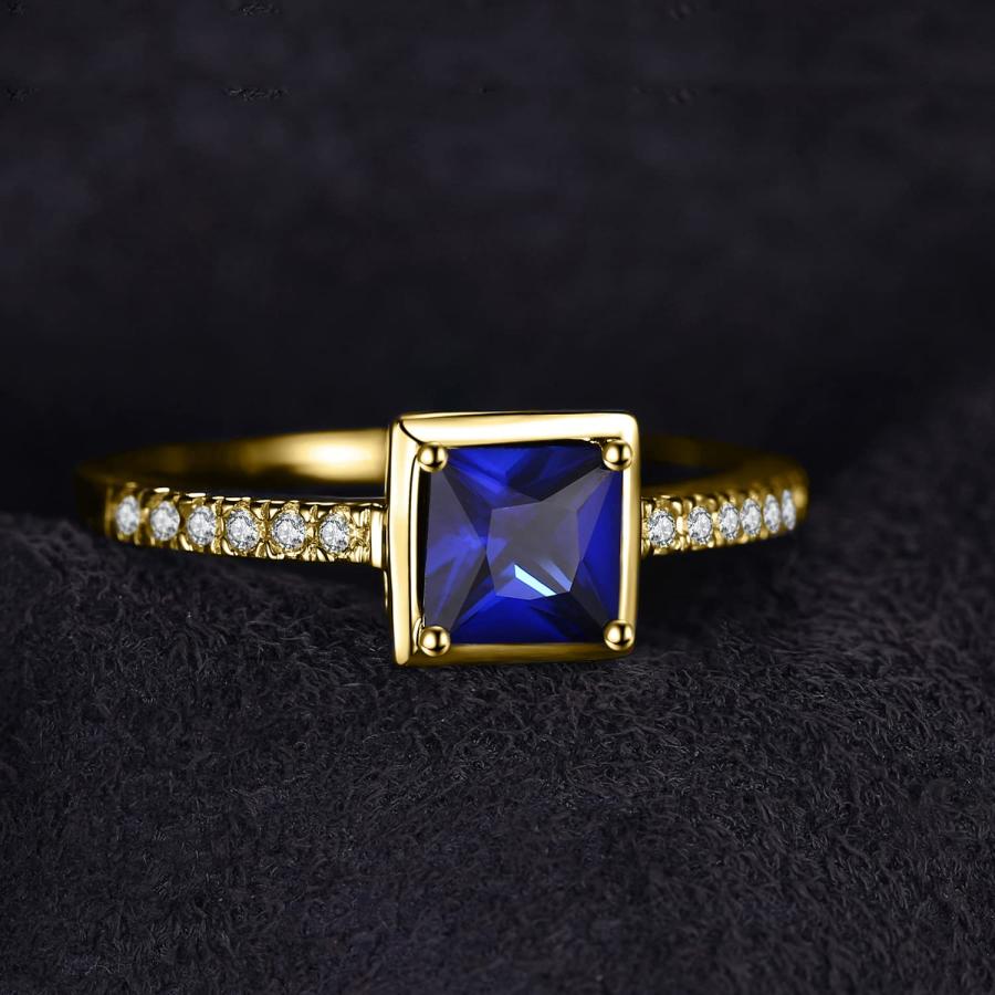【並行輸入品】JewelryPalace スクエアカット 1カラット 人工サファイア 人工エメラルド ソリティアリング 14K ホワイト イエロ_6