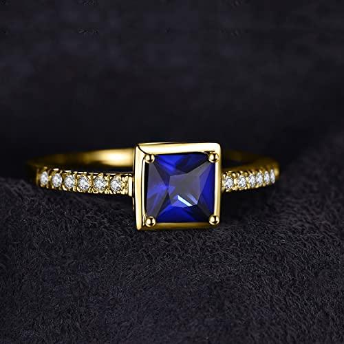 【並行輸入品】JewelryPalace スクエアカット 1カラット 人工サファイア 人工エメラルド ソリティアリング 14K ホワイト イエロ_7
