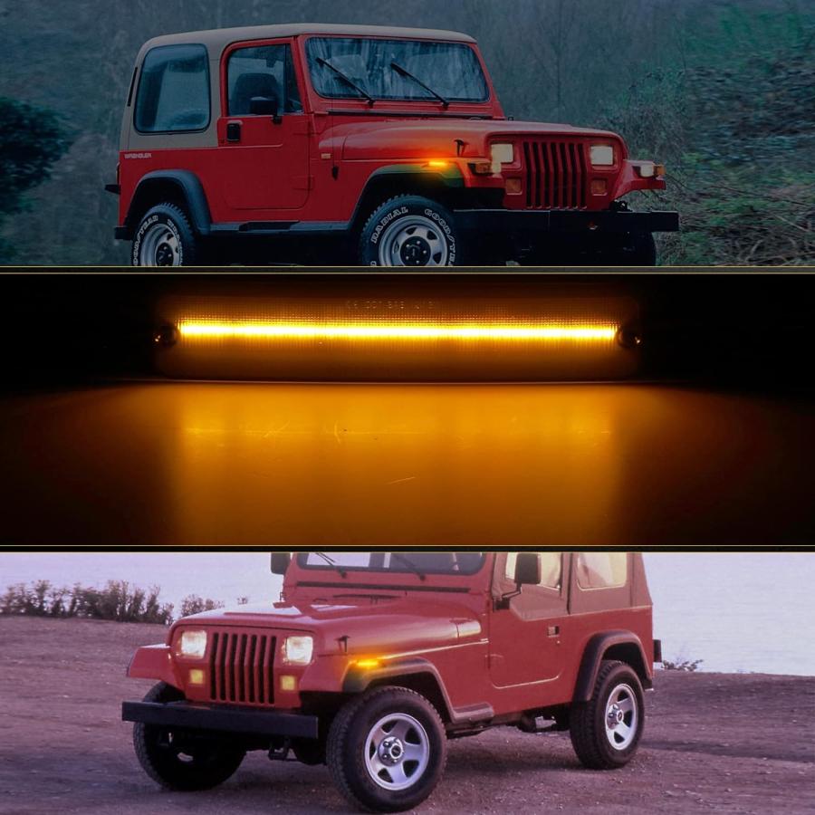 【並行輸入品】AUXMART LEDサイドマーカーライト ジープ ラングラー YJ 1987-1995 スモークシェル アンバー フロントフェンダーの画像