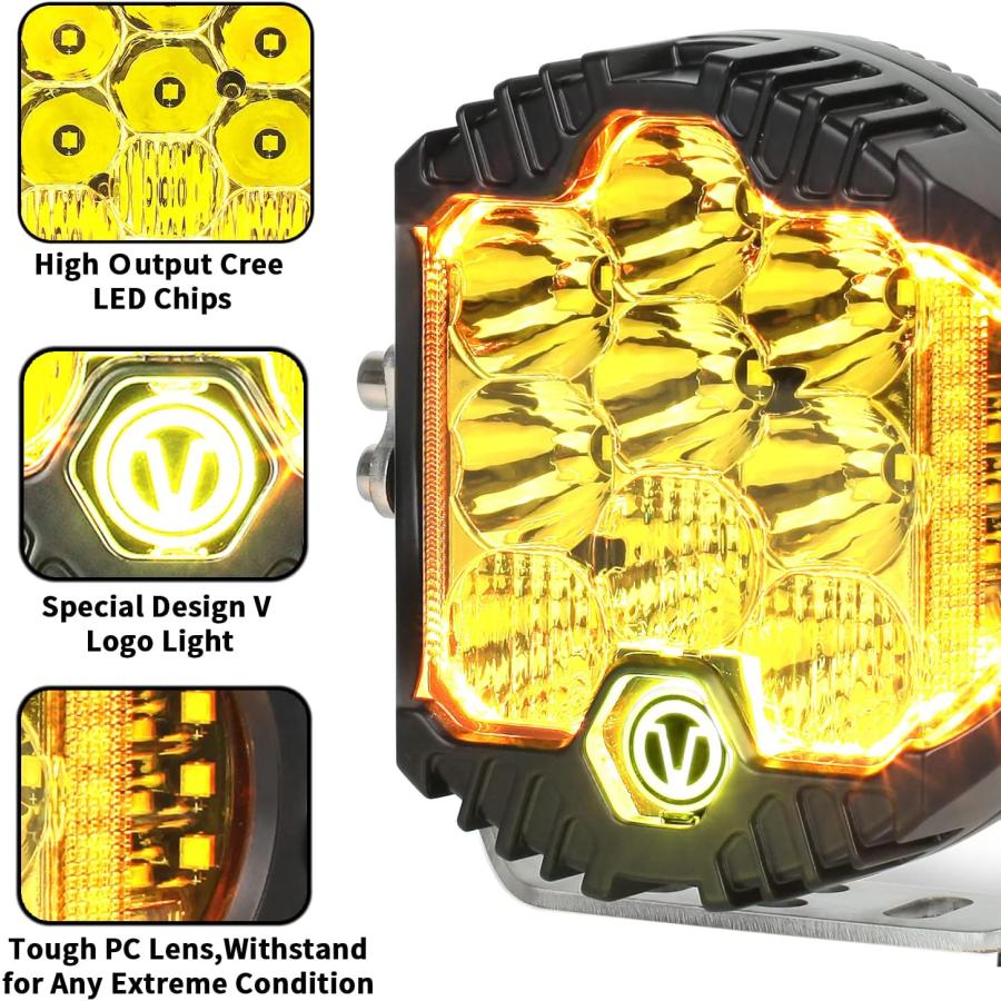 XYY 5インチ 50W アンバーイエロー LED オフロードライト LED XYY 5インチ 50W アンバーイエロー LED オフロードライト LED