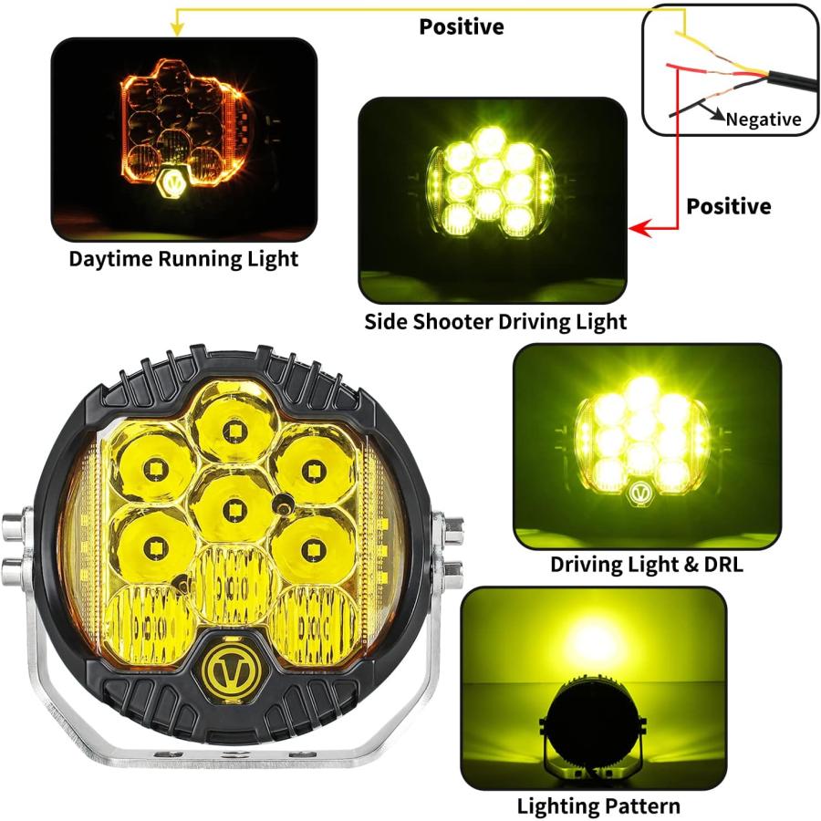 XYY 5インチ 50W アンバーイエロー LED オフロードライト LED XYY 5インチ 50W アンバーイエロー LED オフロードライト LED